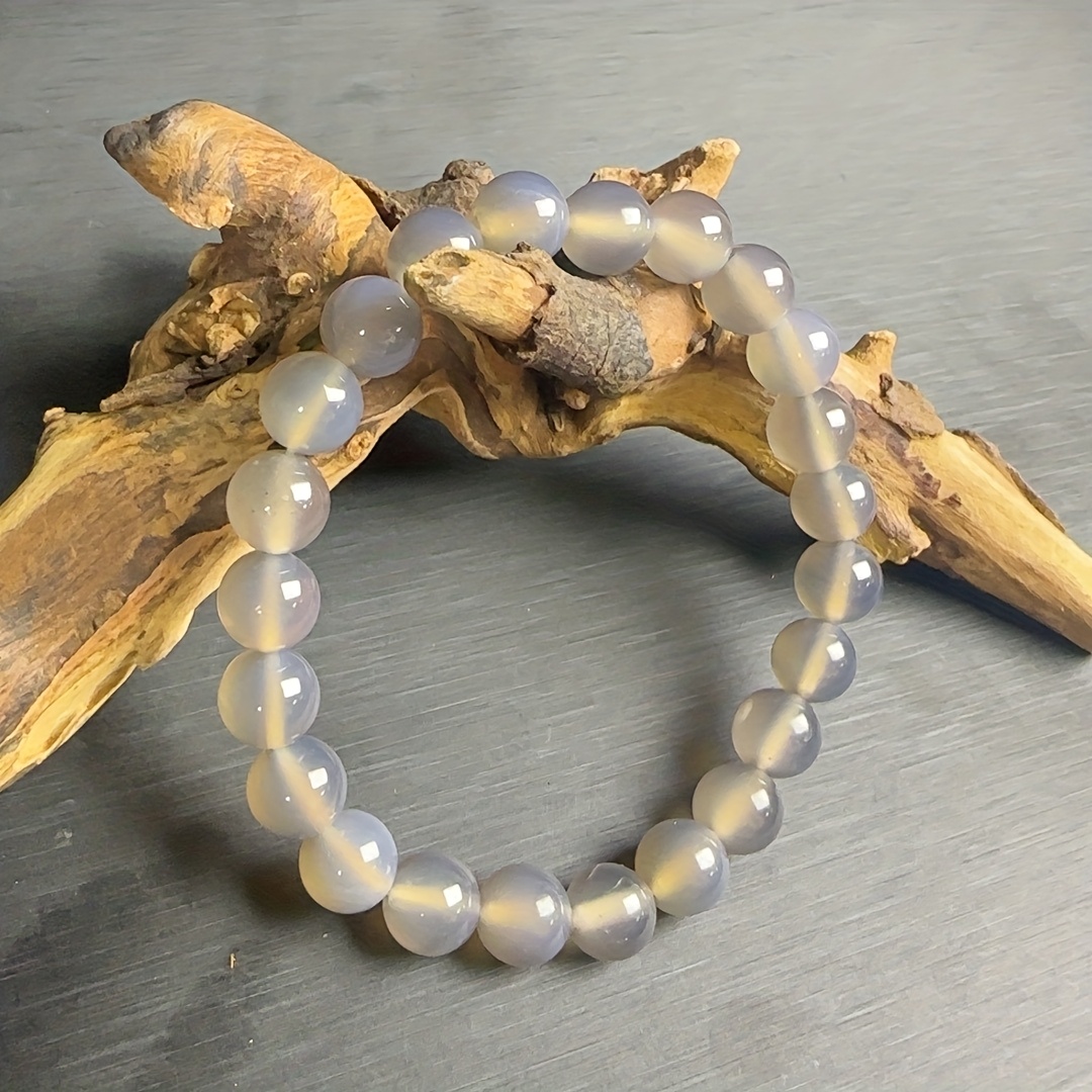 Gray Purple Agate Bracelet Chalcedony Jewelry for Women